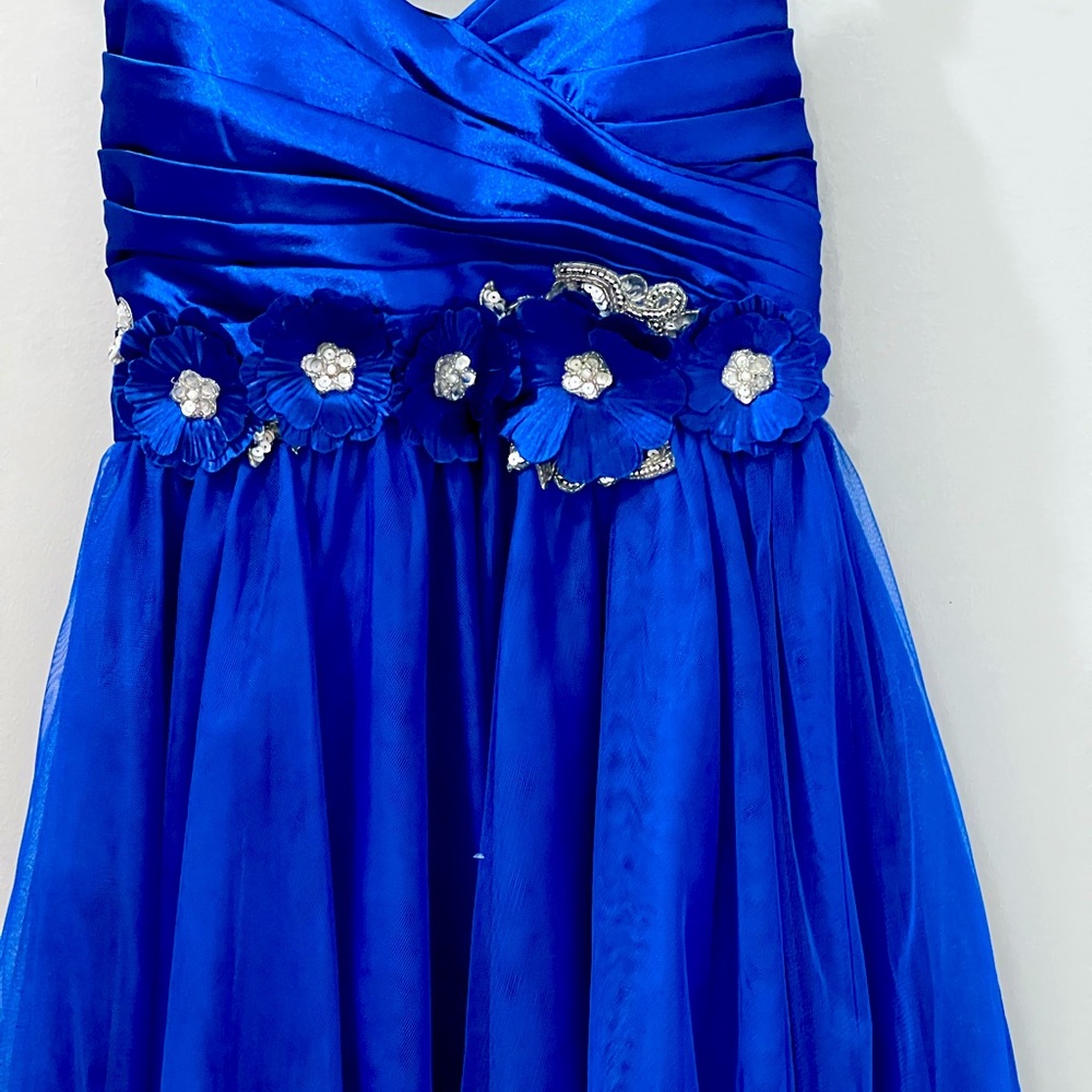 Gorgeous new royal blue beaded formal short dress